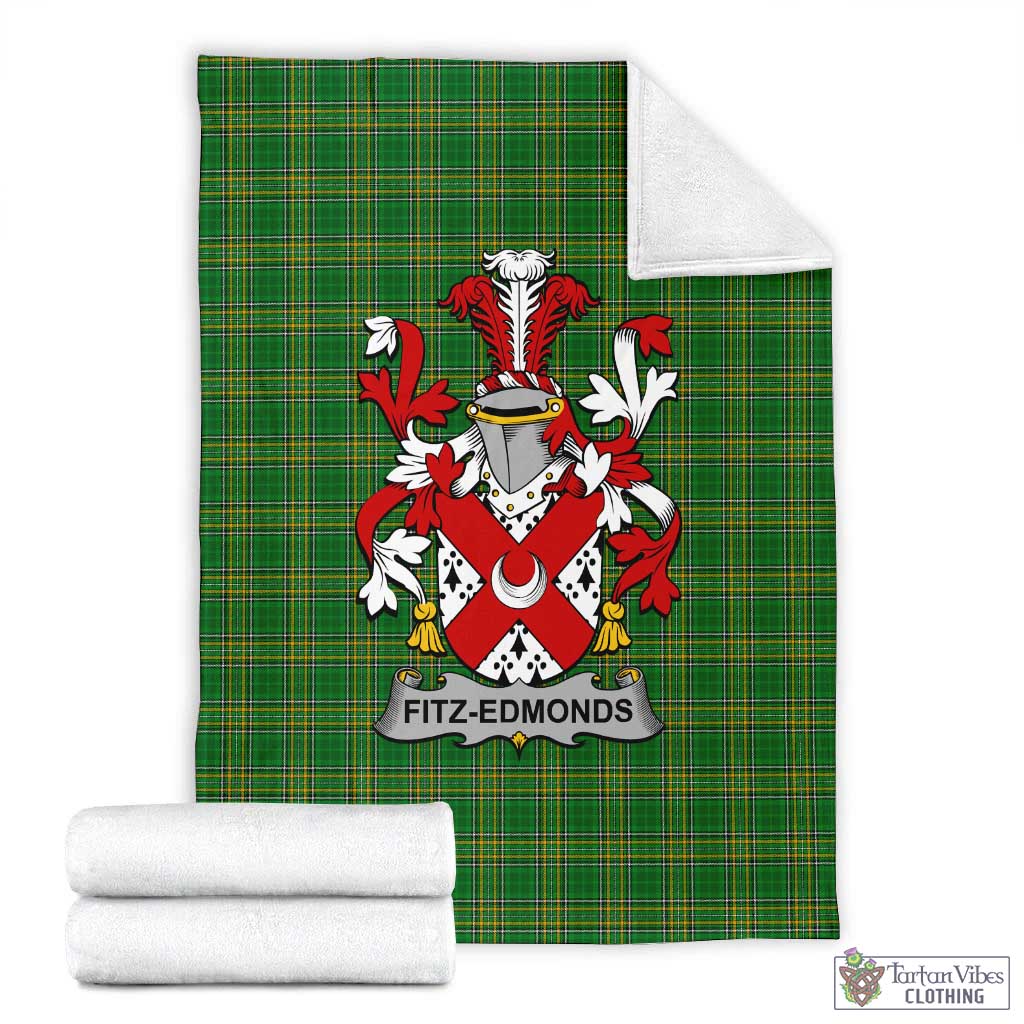 Fitz-Edmonds Irish Clan Tartan Blanket with Coat of Arms X-Large 59 x 79 inches 150 x 200 cm - Tartan Vibes Clothing