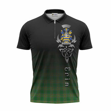 Fitz-Eustace Irish Clan Zipper Polo Shirt with Coat of Arms Erin Go Bragh Celtic Inspired Unisex - Tartan Vibes Clothing
