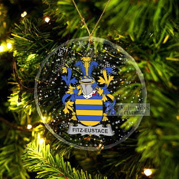 Fitz-Eustace Irish Clan Christmas Glass Ornament with Coat of Arms Transparent Glass Circle - 2D-tartanvibesclothing
