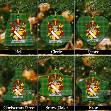 Fitz-Nicol Irish Clan Tartan Christmas Ceramic Ornament with Coat of Arms