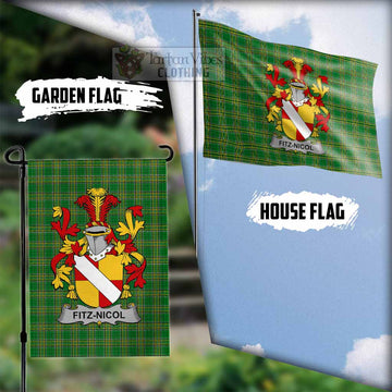 Fitz-Nicol Irish Clan Tartan Flag with Coat of Arms