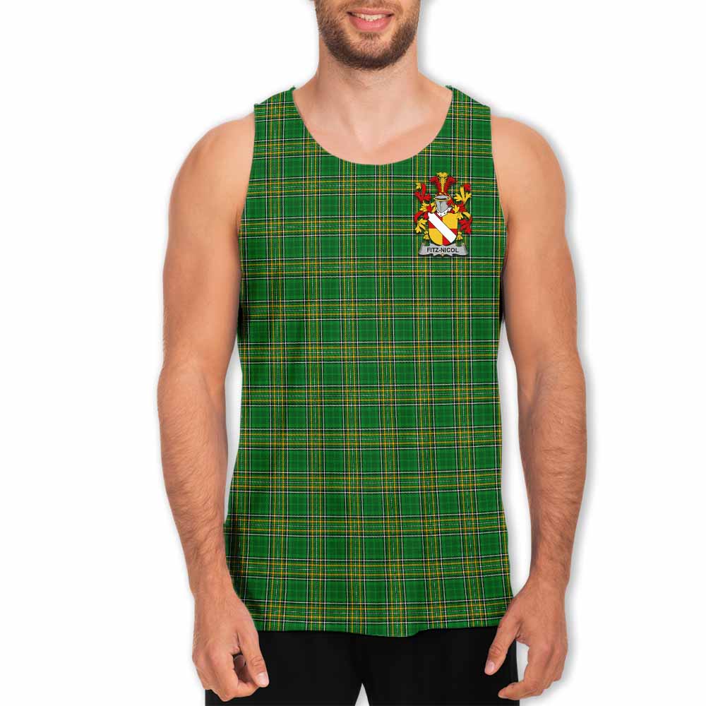 Tartan Vibes Clothing Fitz-Nicol Irish Clan Tartan Men's Tank Top with Coat of Arms