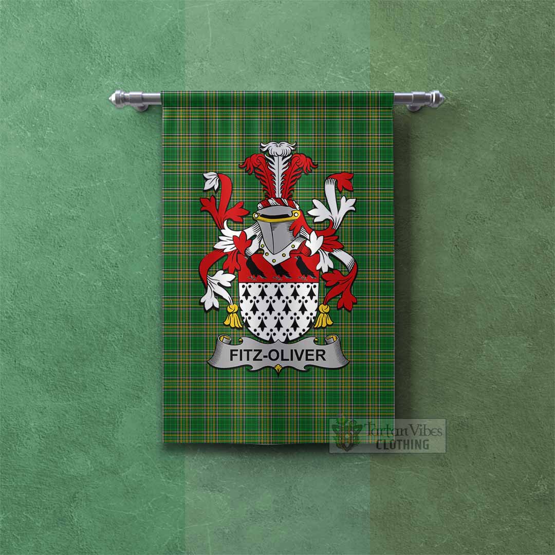 Fitz-Oliver Irish Clan Tartan Gonfalon, Tartan Banner with Coat of Arms Rectangle - Tartan Vibes Clothing