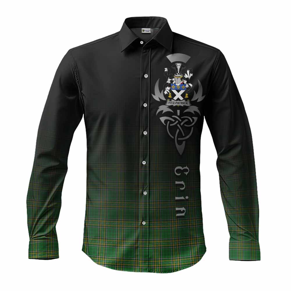 Fitz-Patrick Irish Clan Long Sleeve Button Shirt with Coat of Arms Erin Go Bragh Celtic Inspired Men's Shirt S - Tartan Vibes Clothing