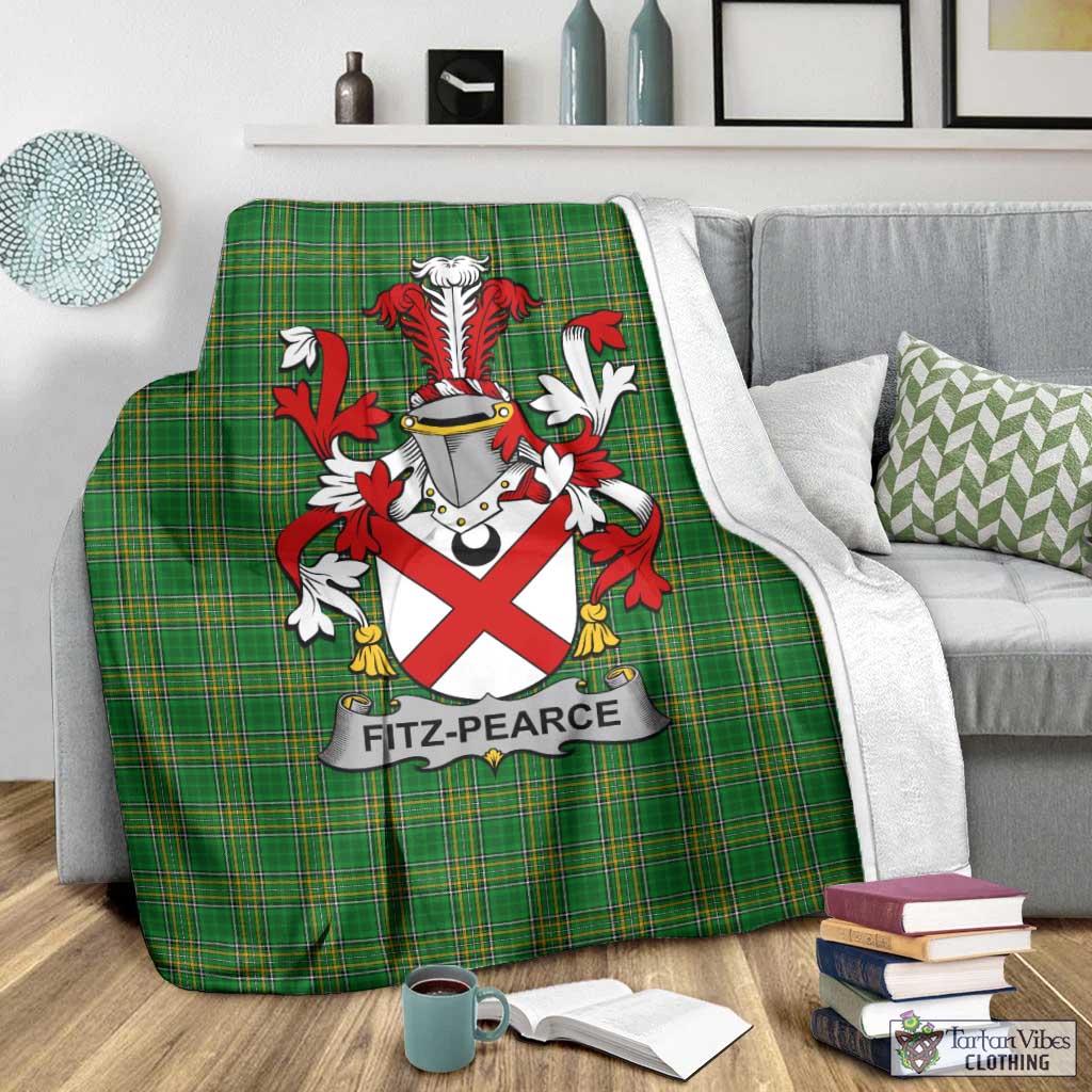 Tartan Vibes Clothing Fitz-Pearce Irish Clan Tartan Blanket with Coat of Arms