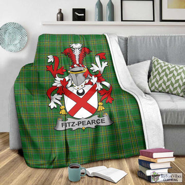 Fitz-Pearce Irish Clan Tartan Blanket with Coat of Arms