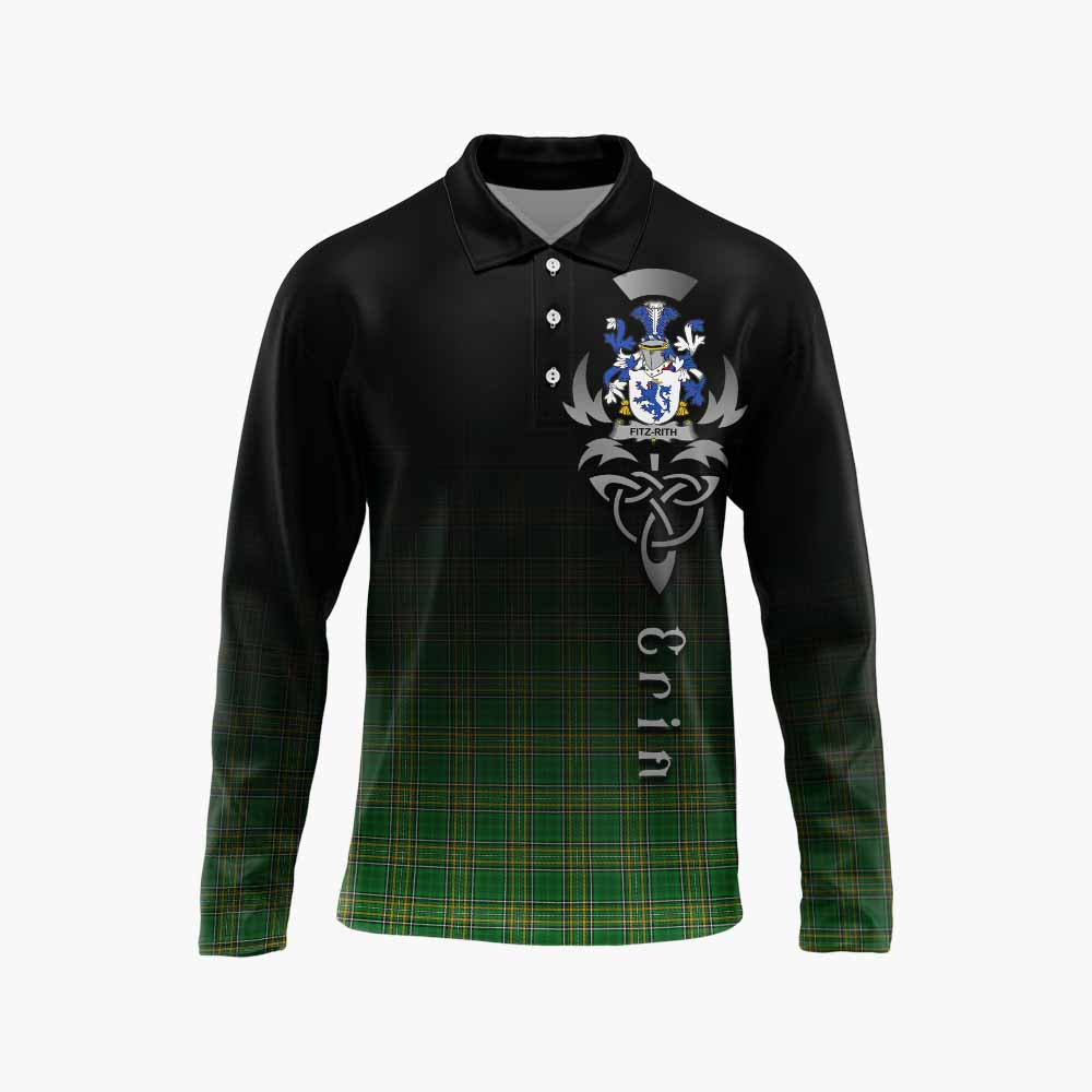 Fitz-Rith Irish Clan Long Sleeve Polo Shirt with Coat of Arms Erin Go Bragh Celtic Inspired Unisex - Tartan Vibes Clothing