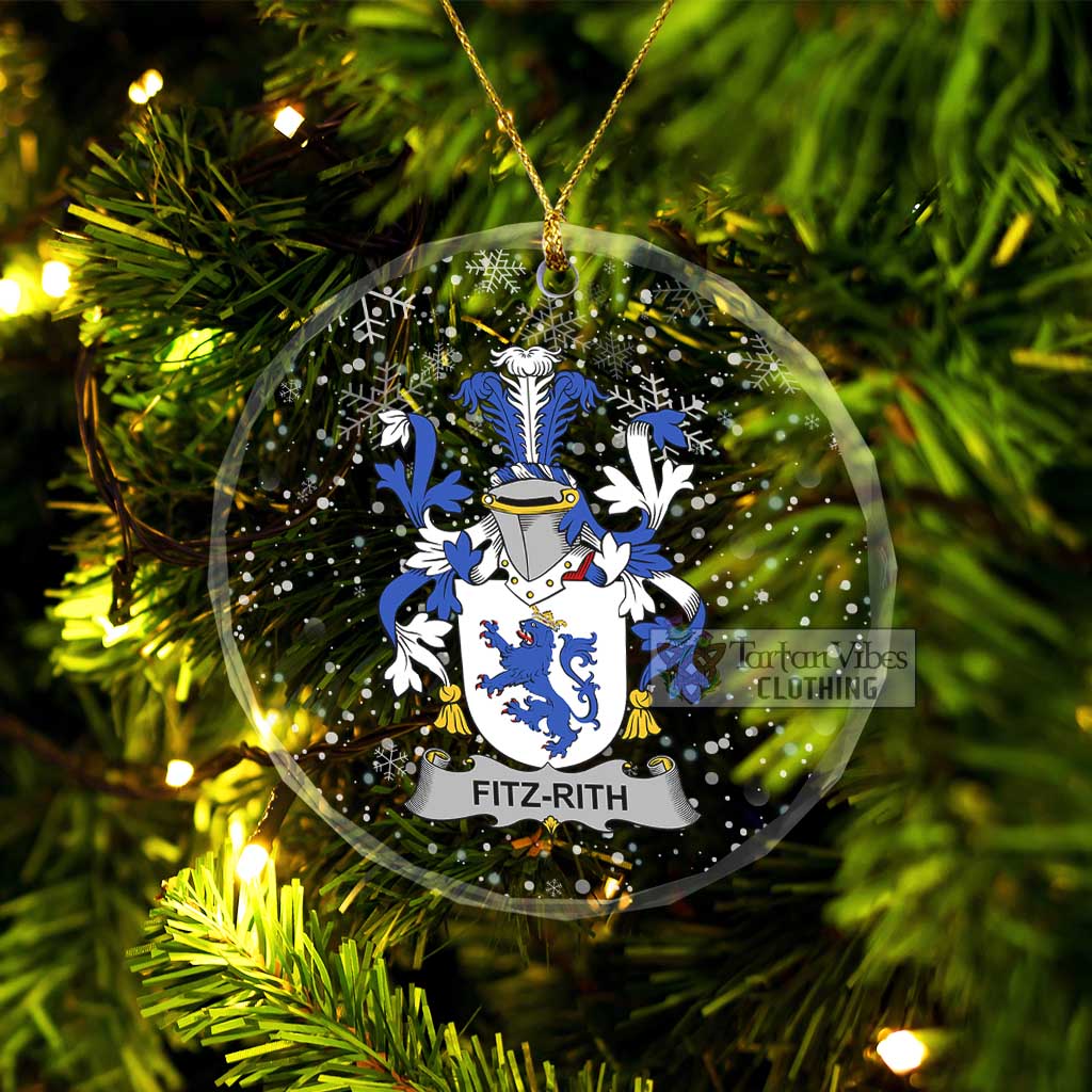 Tartan Vibes Clothing Fitz-Rith Irish Clan Christmas Glass Ornament with Coat of Arms