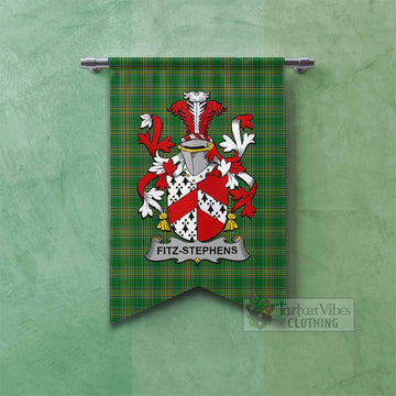 Fitz-Stephens Irish Clan Tartan Gonfalon, Tartan Banner with Coat of Arms Fishtail - Tartan Vibes Clothing