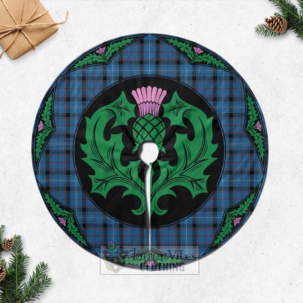 Tartan Vibes Clothing Fitzgerald Tartan Christmas Tree Skirt Scottish Thistle Style