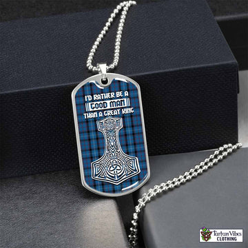 Fitzgerald Tartan Dog Tag Necklace Viking Mjolnir Style