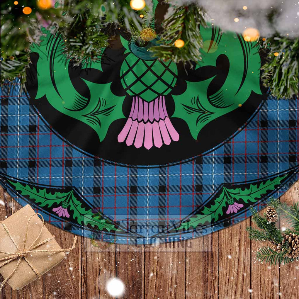 Tartan Vibes Clothing Fitzgerald Tartan Christmas Tree Skirt Scottish Thistle Style