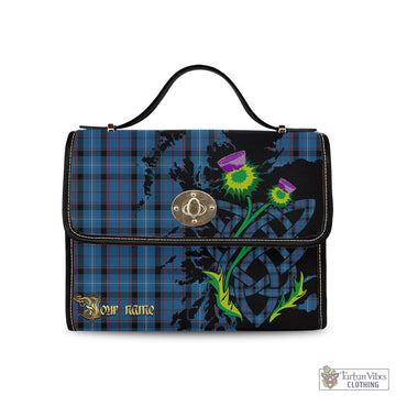 Fitzgerald Tartan Waterproof Canvas Bag with Scotland Map and Thistle Celtic Accents