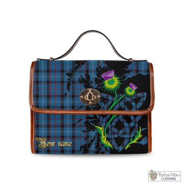 Fitzgerald Tartan Waterproof Canvas Bag with Scotland Map and Thistle Celtic Accents