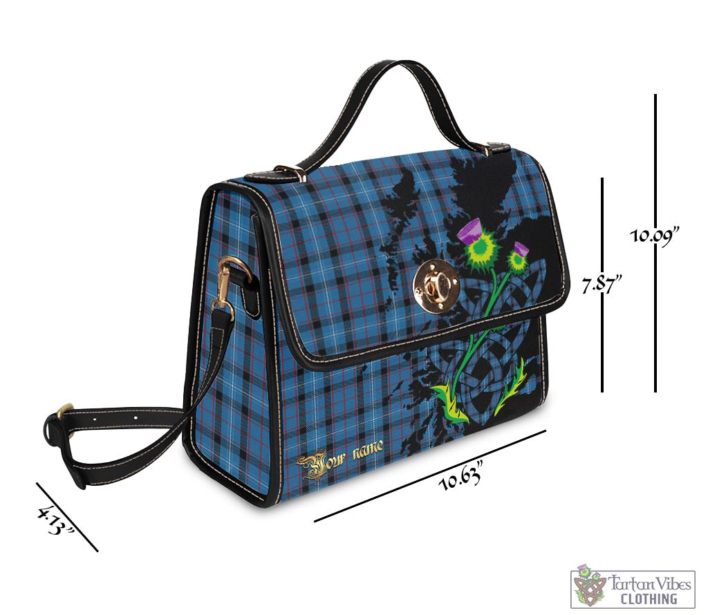 Tartan Vibes Clothing Fitzgerald Family Tartan Waterproof Canvas Bag with Scotland Map and Thistle Celtic Accents
