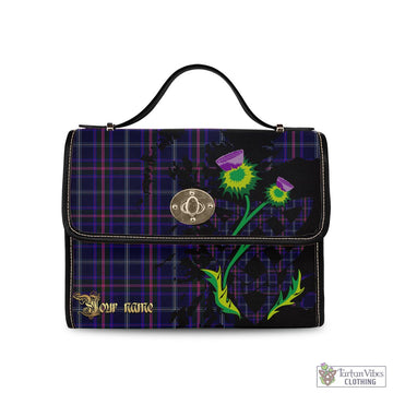 Fitzgerald Hunting Tartan Waterproof Canvas Bag with Scotland Map and Thistle Celtic Accents