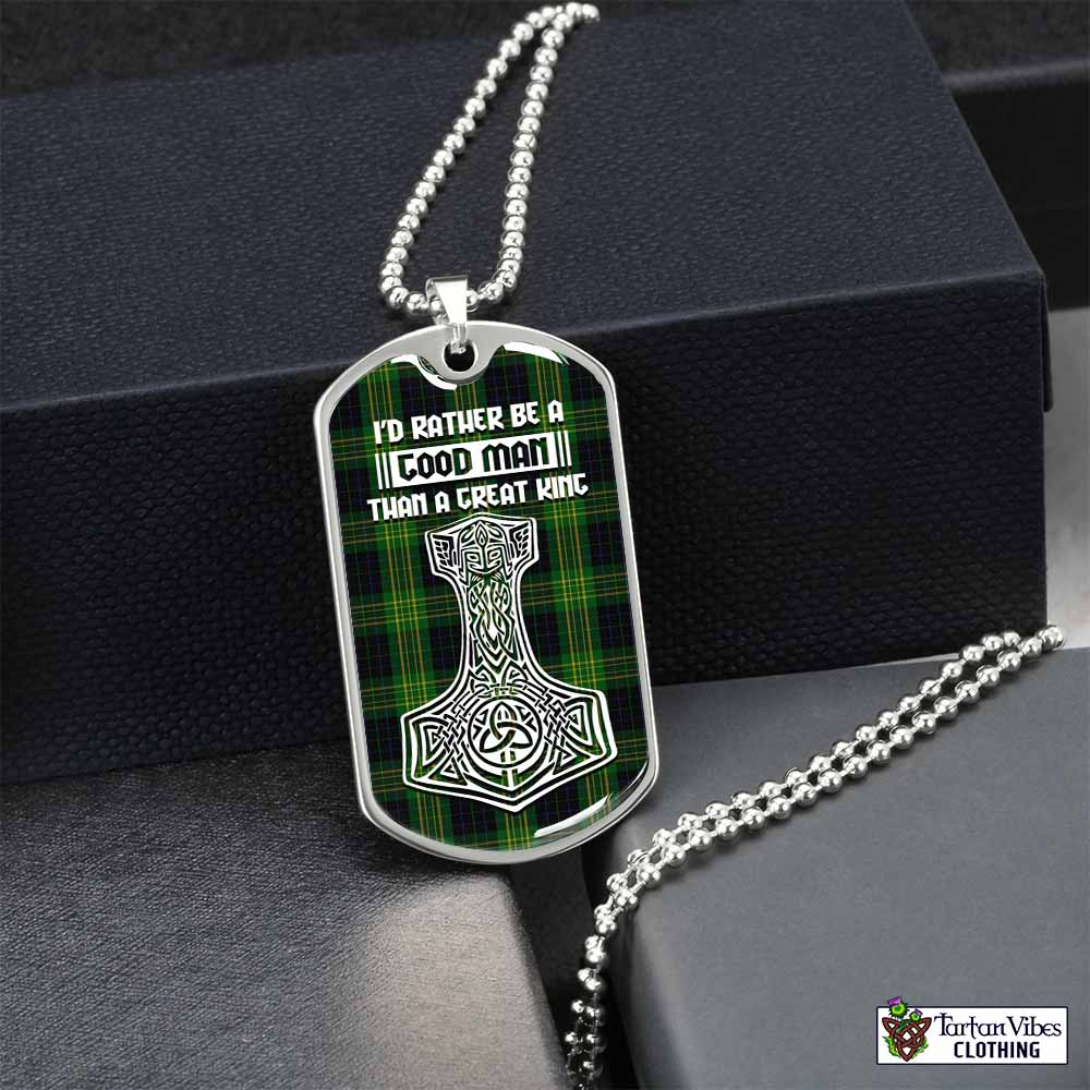 Tartan Vibes Clothing Fitzpatrick Tartan Dog Tag Necklace Viking Mjolnir Style