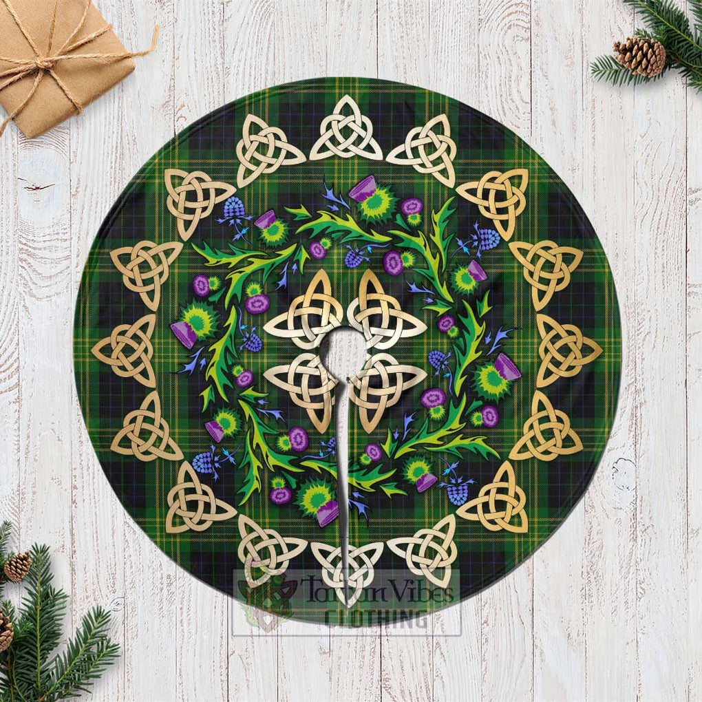 Tartan Vibes Clothing Fitzpatrick Tartan Christmas Tree Skirt with Thistle Celtic Knot Style