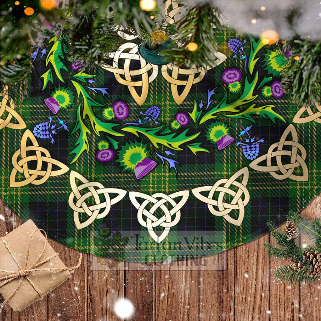 Tartan Vibes Clothing Fitzpatrick Tartan Christmas Tree Skirt with Thistle Celtic Knot Style