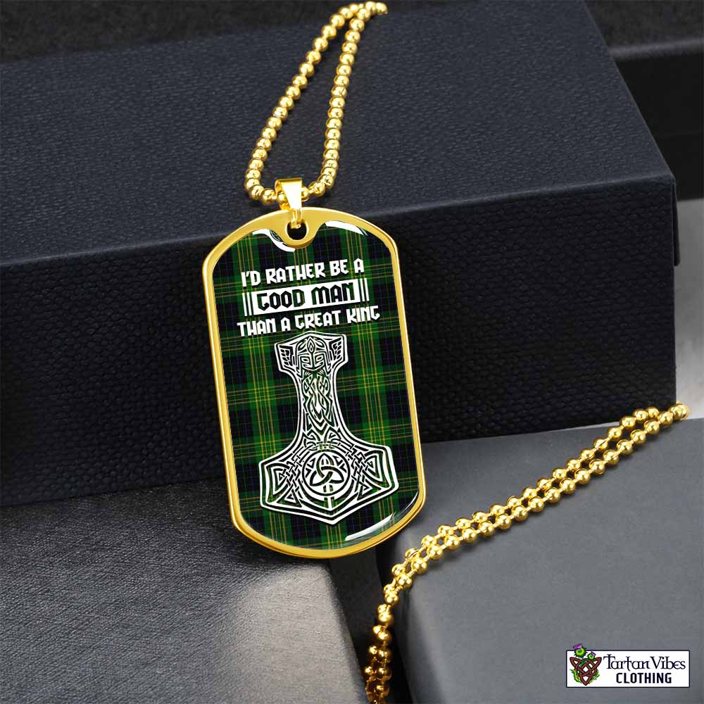 Tartan Vibes Clothing Fitzpatrick Tartan Dog Tag Necklace Viking Mjolnir Style