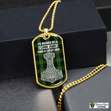 Fitzpatrick Tartan Dog Tag Necklace Viking Mjolnir Style