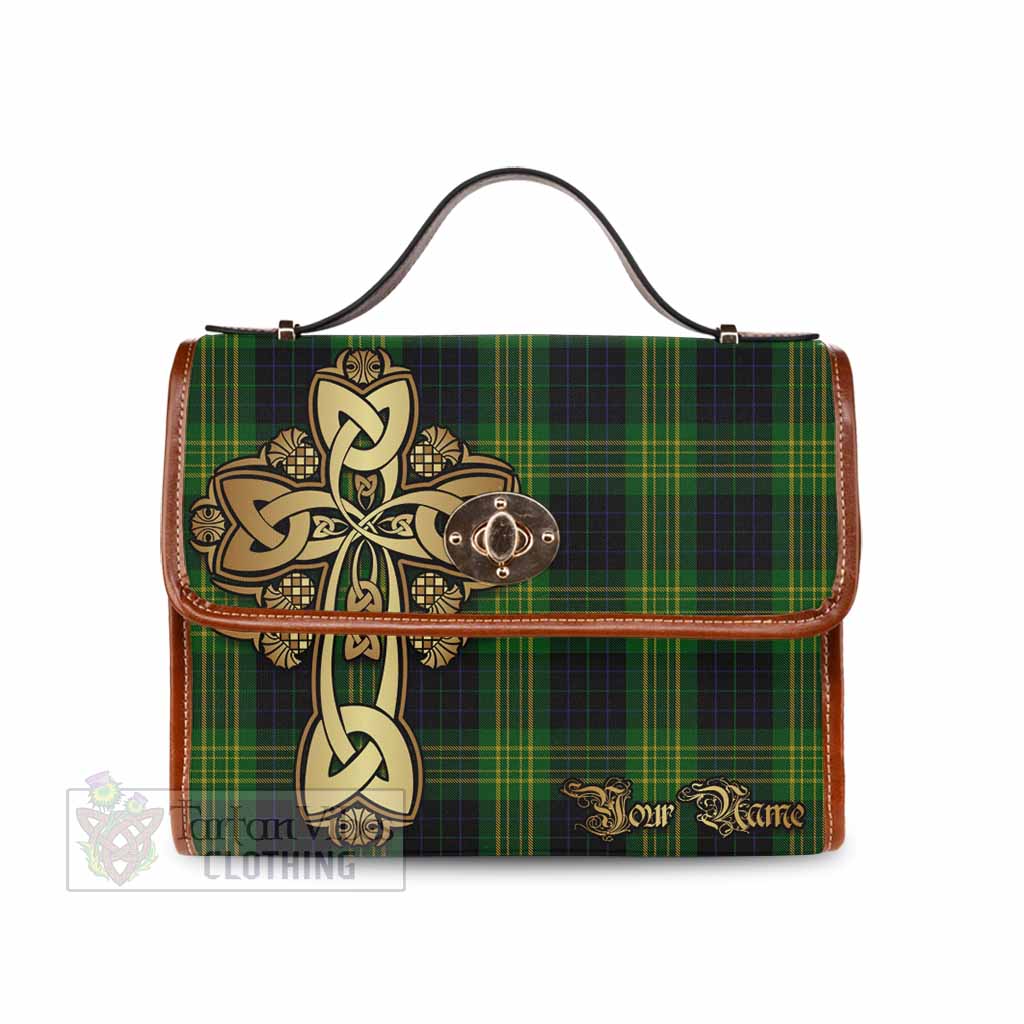 Tartan Vibes Clothing Fitzpatrick Tartan Waterproof Canvas Bag Golden Thistle Celtic Cross Style