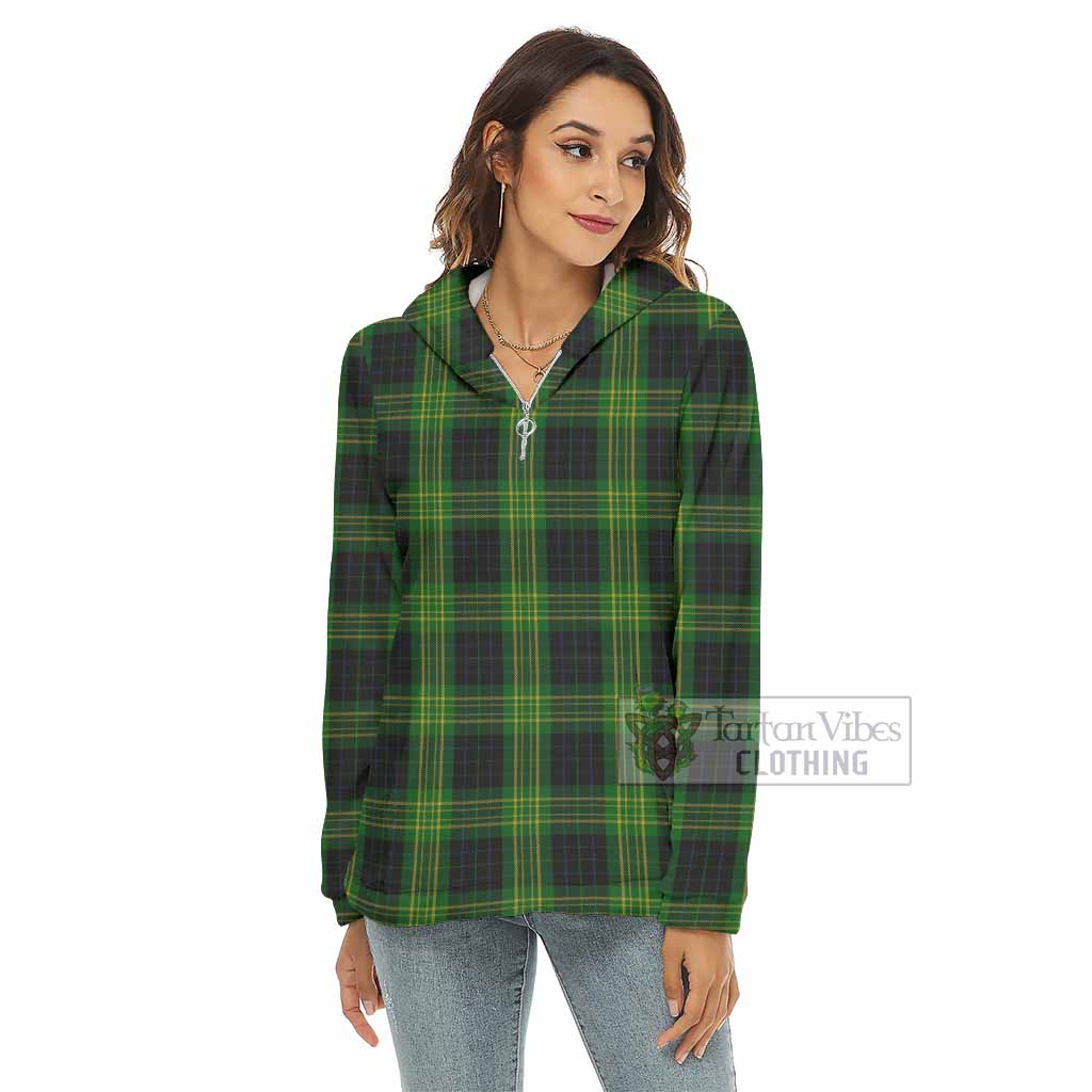 Tartan Vibes Clothing Fitzpatrick Tartan Women's Borg  Half Zip Fleece Hoodie