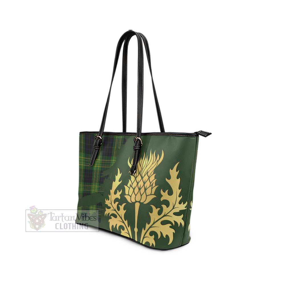 Fitzpatrick Tartan Leather Tote Bag Gold Thistle Style - Tartan Vibes Clothing