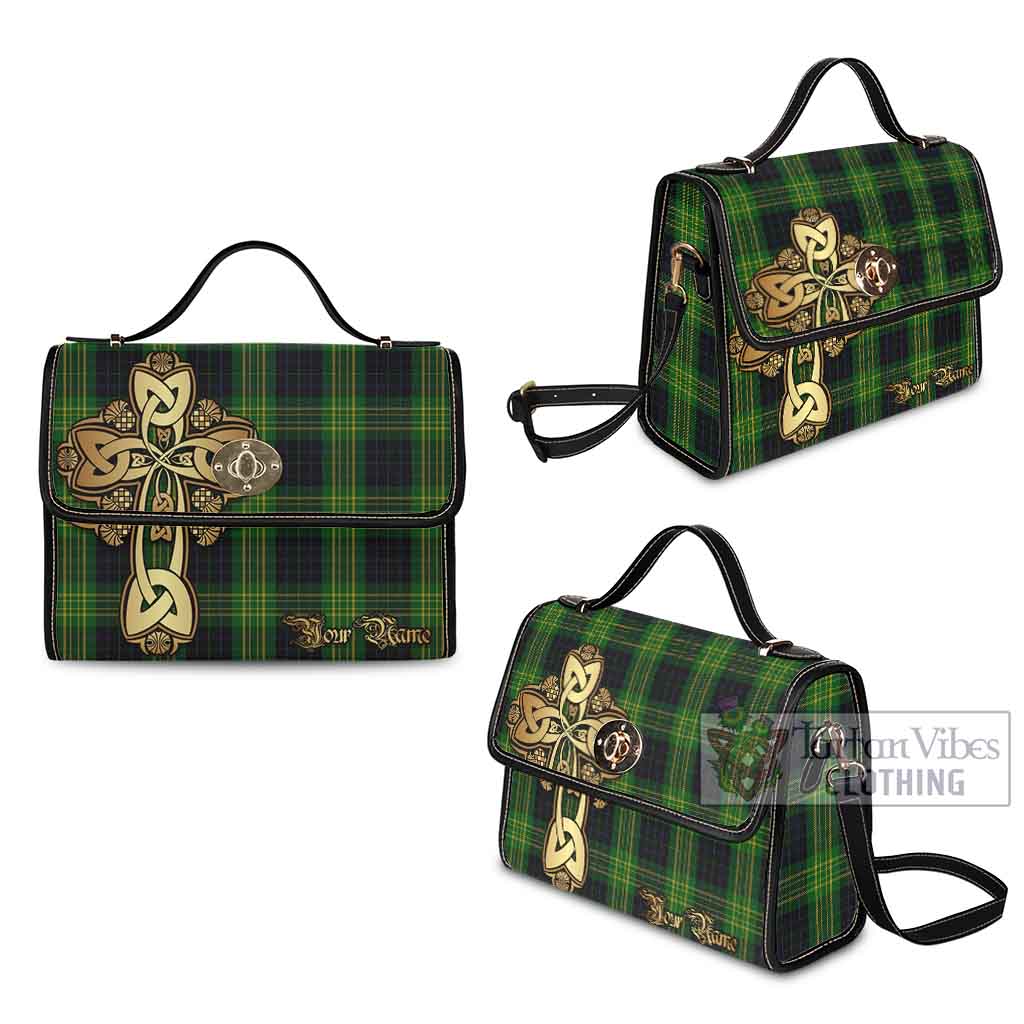 Tartan Vibes Clothing Fitzpatrick Tartan Waterproof Canvas Bag Golden Thistle Celtic Cross Style