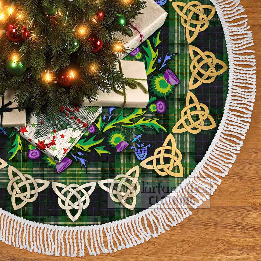 Tartan Vibes Clothing Fitzpatrick Tartan Christmas Tree Skirt with Thistle Celtic Knot Style