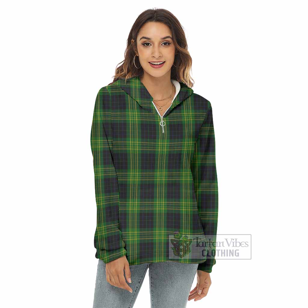 Tartan Vibes Clothing Fitzpatrick Tartan Women's Borg  Half Zip Fleece Hoodie