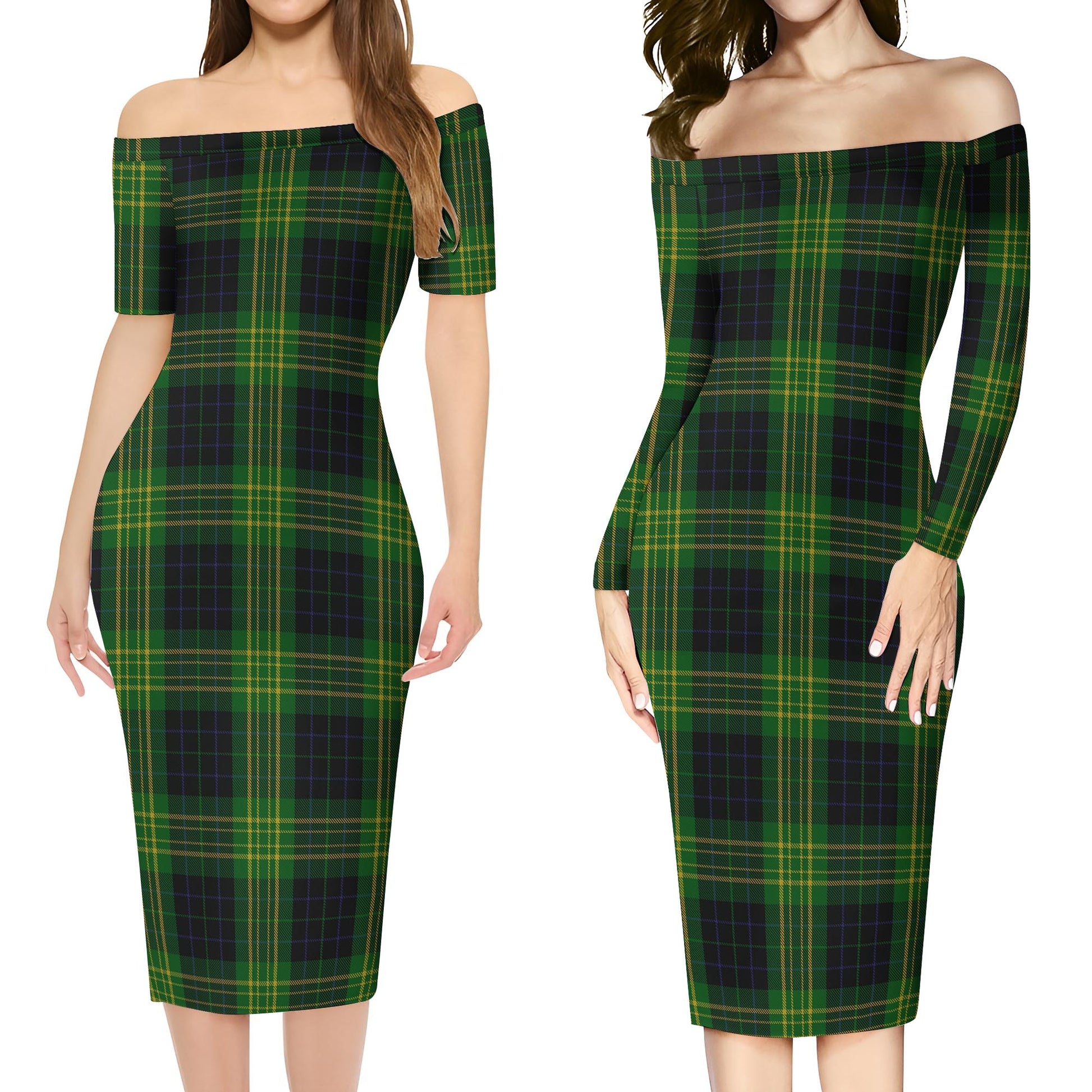 Fitzpatrick Hunting Tartan Off Shoulder Lady Dress Women's Dress - Tartanvibesclothing