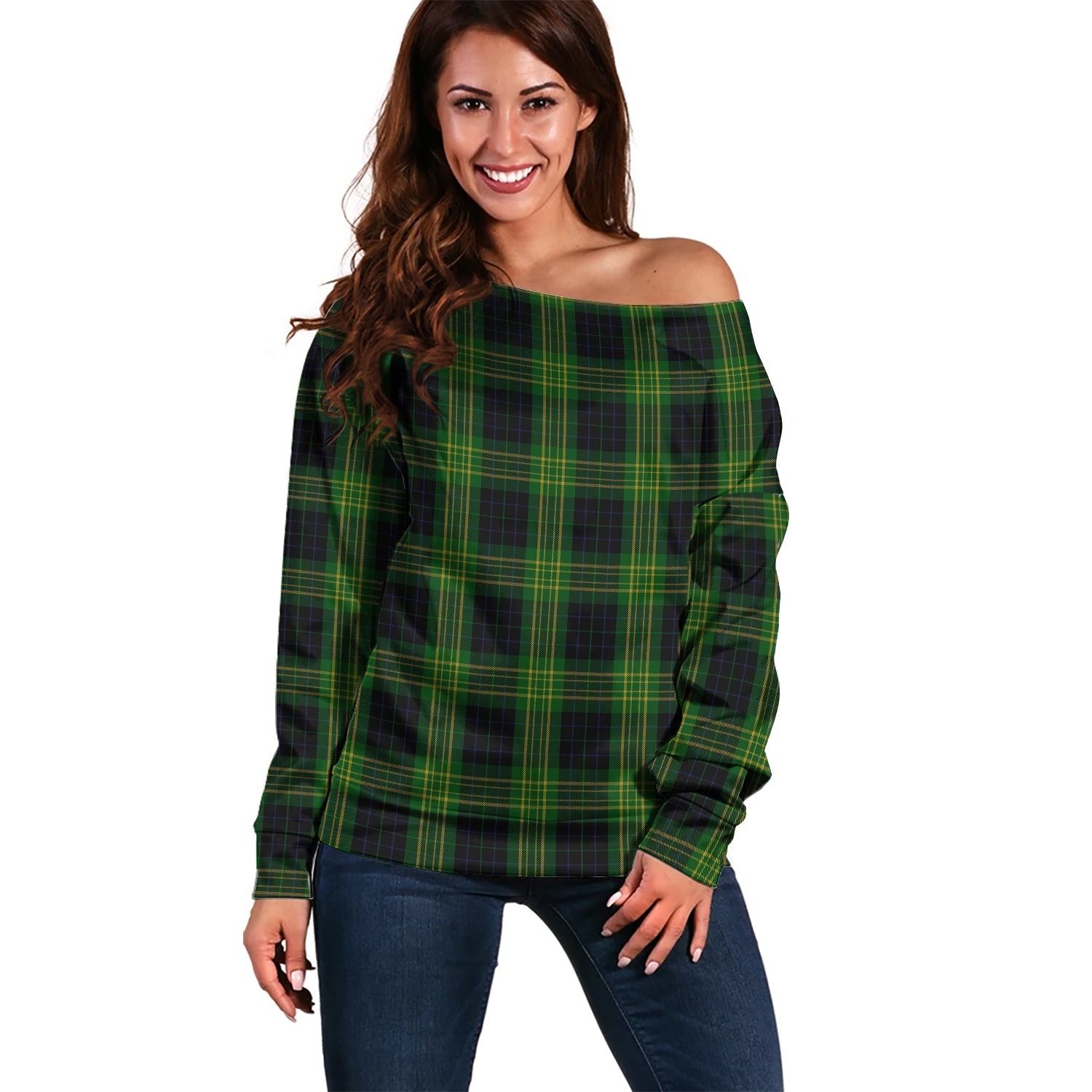 Fitzpatrick Hunting Tartan Off Shoulder Women Sweater Women - Tartanvibesclothing