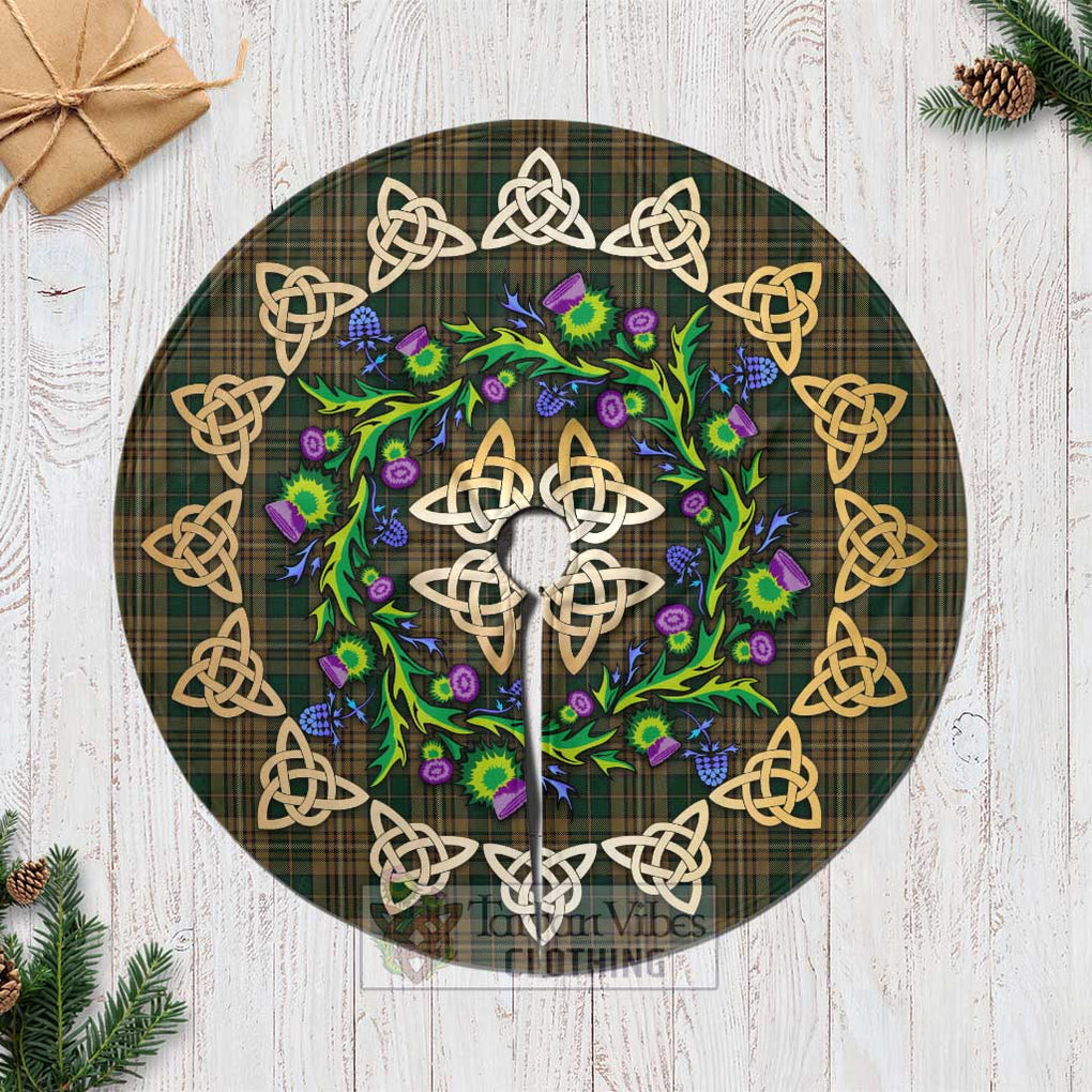 Fitzsimmons Tartan Christmas Tree Skirt with Thistle Celtic Knot Style Casual Tree Skirts - Tartan Vibes Clothing