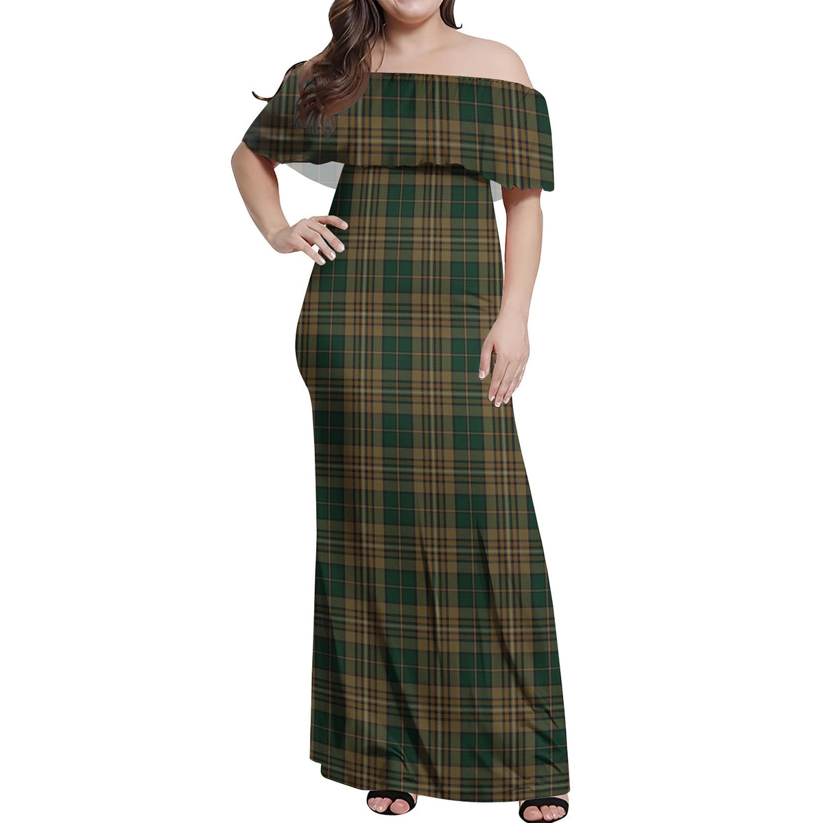 Fitzsimmons Tartan Off Shoulder Long Dress Women's Dress - Tartan Vibes Clothing