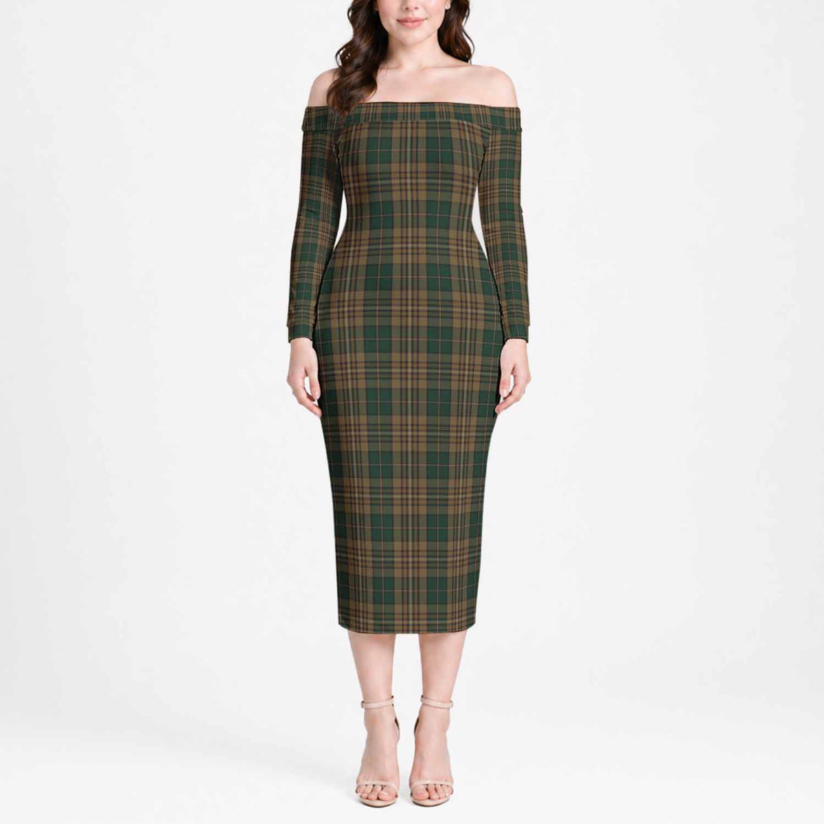 Fitzsimmons Tartan Off Shoulder Long Sleeve Dress Women's Dress Long Sleeve - Tartan Vibes Clothing