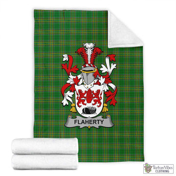 Flaherty Irish Clan Tartan Blanket with Coat of Arms X-Large 59 x 79 inches 150 x 200 cm - Tartan Vibes Clothing