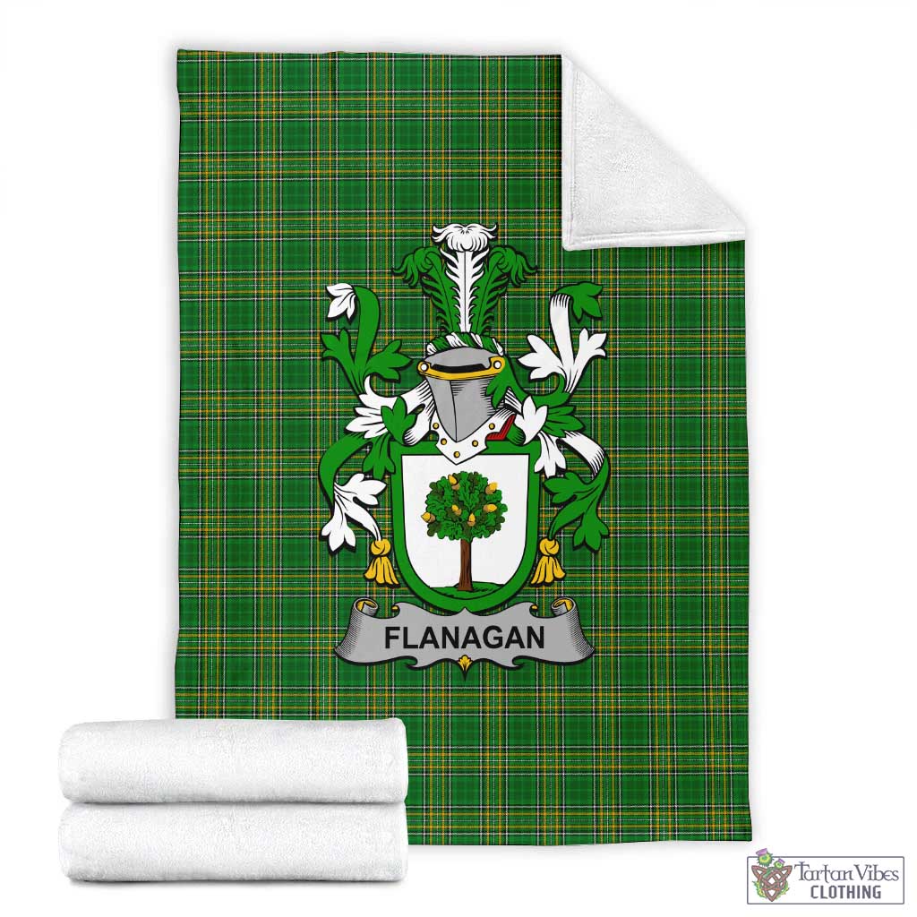 Flanagan Irish Clan Tartan Blanket with Coat of Arms X-Large 59 x 79 inches 150 x 200 cm - Tartan Vibes Clothing