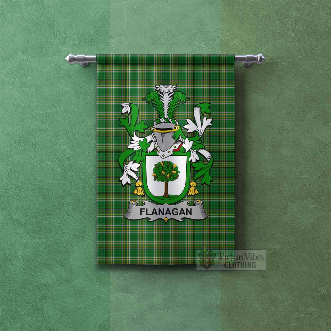 Flanagan Irish Clan Tartan Gonfalon, Tartan Banner with Coat of Arms Rectangle - Tartan Vibes Clothing