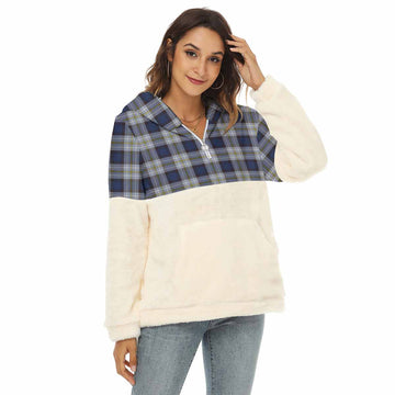 O’Rourke Modern Tartan Women's Borg Fleece Hoodie With Half Zip