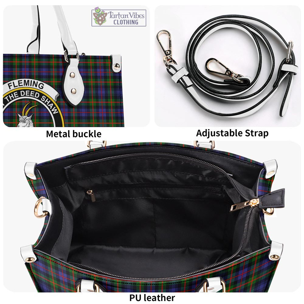 Tartan Vibes Clothing Fleming Tartan Luxury Leather Handbags with Family Crest