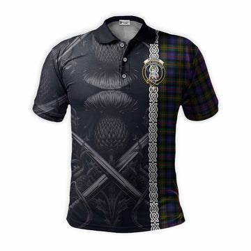 Fleming Tartan Polo Shirt with Family Crest Cross Sword Thistle Celtic Vibes