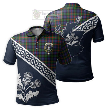 Fleming Tartan Polo Shirt Featuring Thistle and Scotland Map