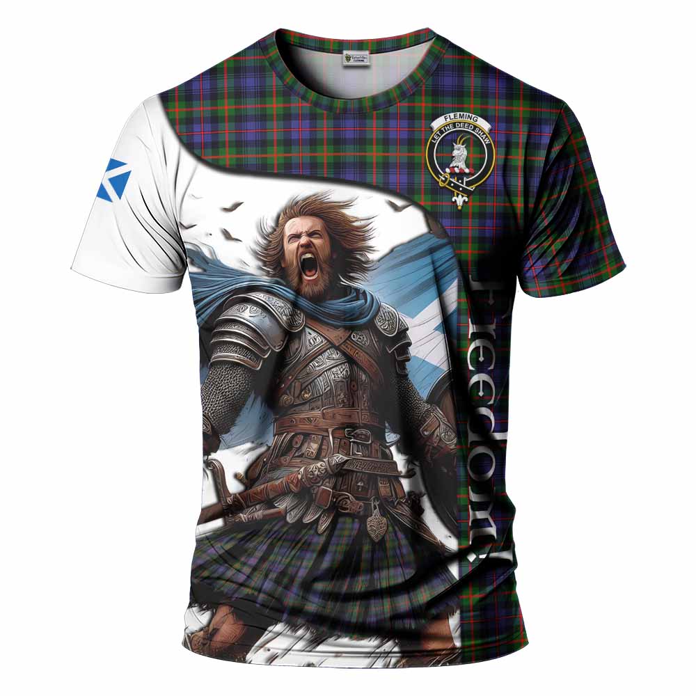 Fleming Crest Tartan T-Shirt Inspired by the Freedom of Scottish Warrior