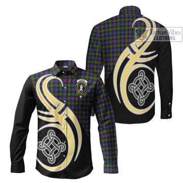 Fleming Tartan Long Sleeve Button Shirt with Family Crest and Celtic Symbol Style