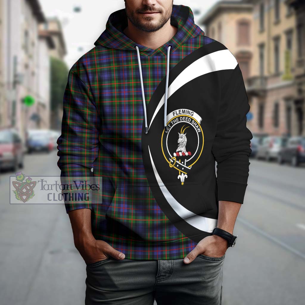 Tartan Vibes Clothing Fleming Tartan Hoodie with Family Crest Circle Style