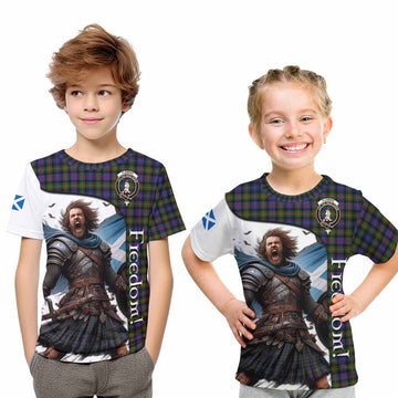 Fleming Crest Tartan Kid T-Shirt Inspired by the Freedom of Scottish Warrior