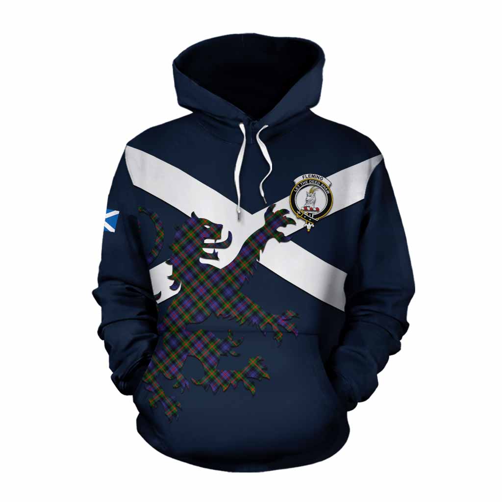 Tartan Vibes Clothing Fleming Tartan Lion Rampant Cotton Hoodie Proudly Display Your Heritage with Alba Gu Brath and Clan Name