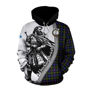 Fleming Tartan Clan Crest Cotton Hoodie with Highlander Warrior Celtic Style