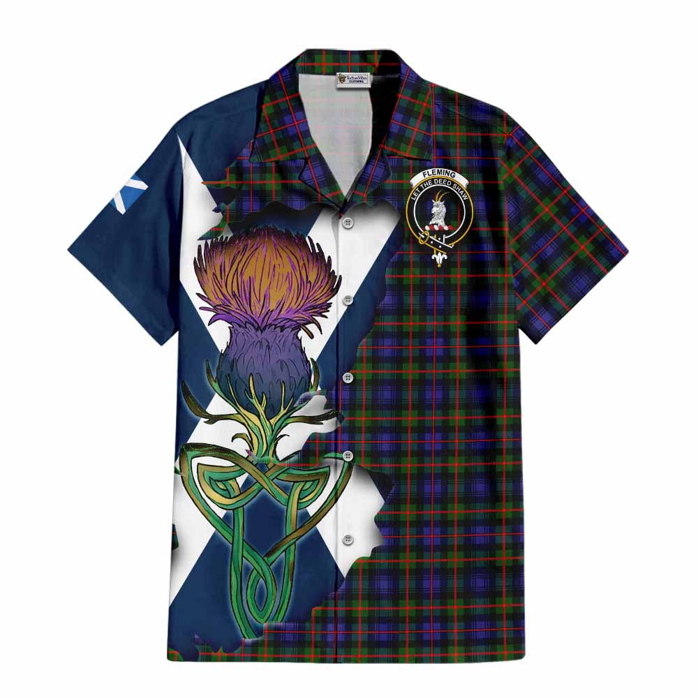 Fleming Tartan Family Crest Hawaiian Shirt Scottish Thistle Celtic Inspired Kid - Tartan Vibes Clothing